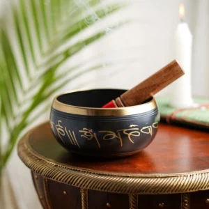 Brass Singing Bowl with Leather Stick 6 in (Assorted Colours)